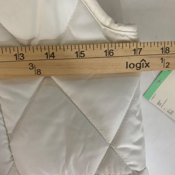 Laura Scott Quilted Hooded Vest‎ Womens Missy M Ivory Faux Fur Ski - Picture 7 of 9